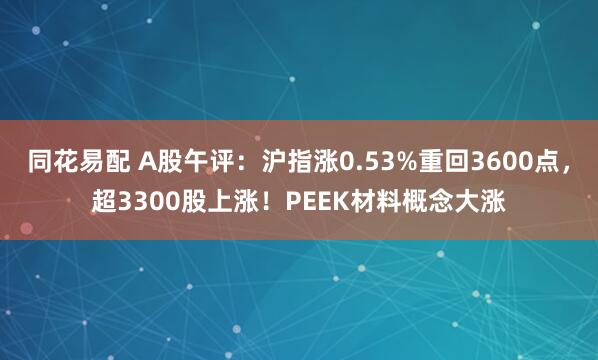 同花易配 A股午评：沪指涨0.53%重回3600点，超3300股上涨！PEEK材料概念大涨