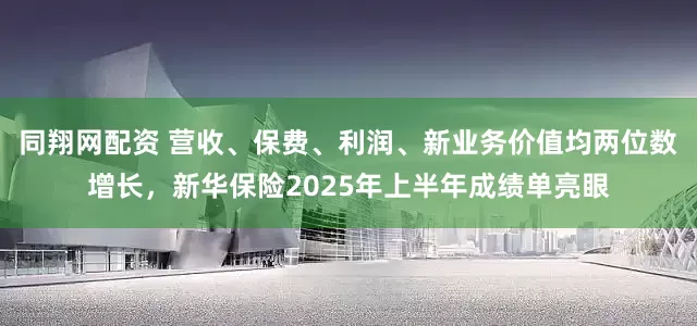 同翔网配资 营收、保费、利润、新业务价值均两位数增长，新华保险2025年上半年成绩单亮眼